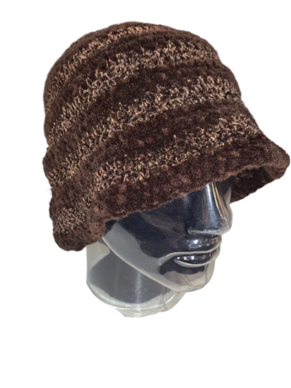 Women's Unbranded Brown Beige Striped Bucket Hat One Size